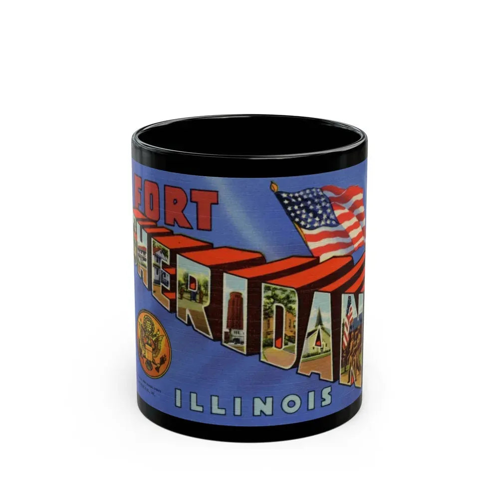 Greetings from Fort Sheridan Illinois (Greeting Postcards) Black Coffee Mug 11oz - Go Mug Yourself