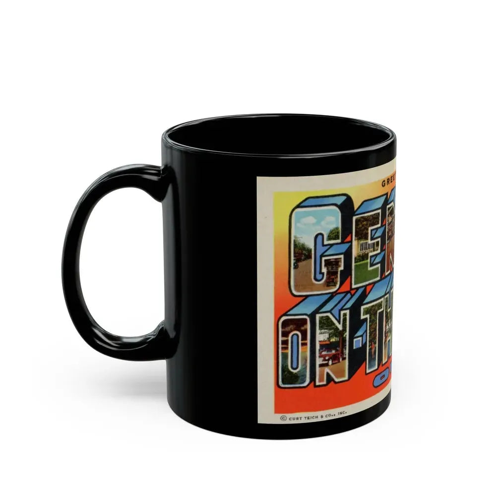 Greetings from Geneva on the Lake Ohio (Greeting Postcards) Black Coffee Mug - Go Mug Yourself