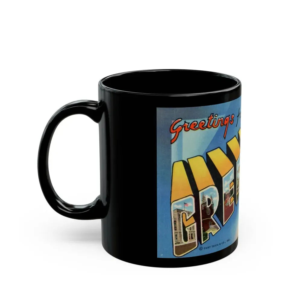 Greetings from Greensboro NC (Greeting Postcards) Black Coffee Mug - Go Mug Yourself