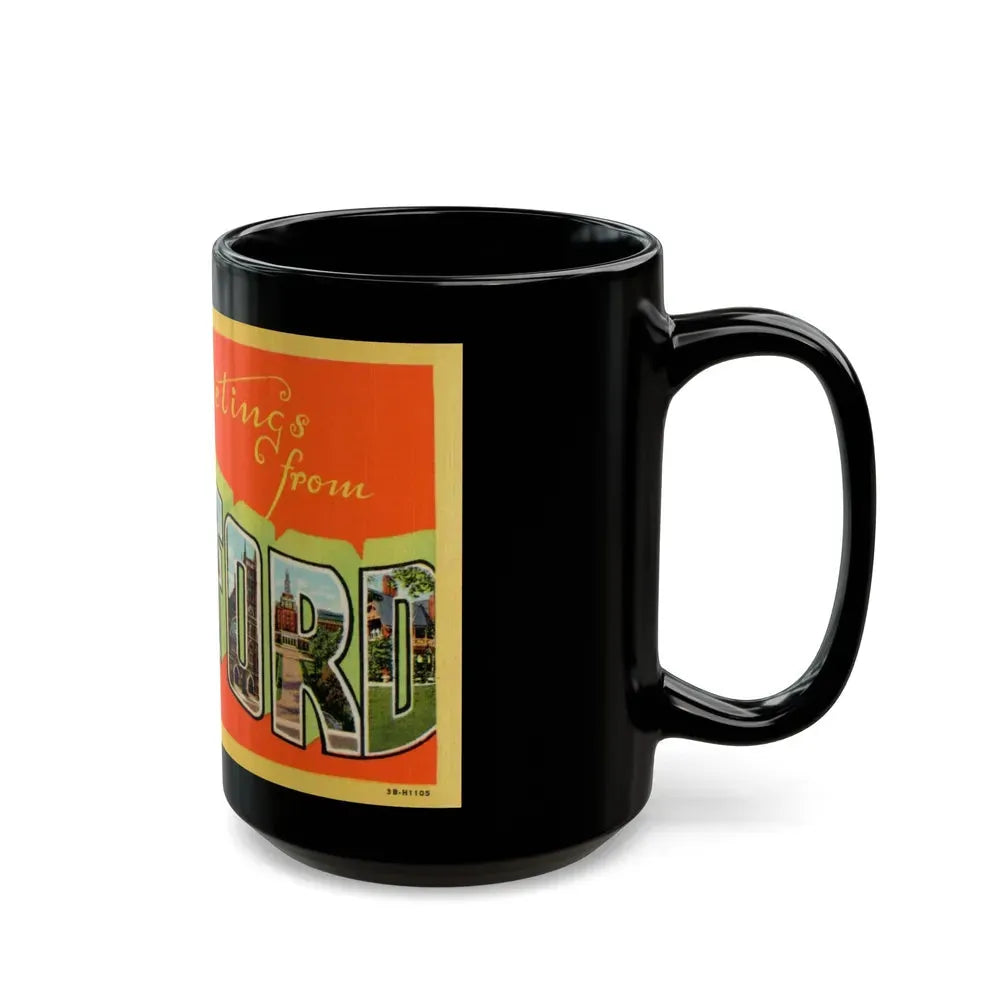 Greetings from Hartford Conn (Greeting Postcards) Black Coffee Mug - Go Mug Yourself