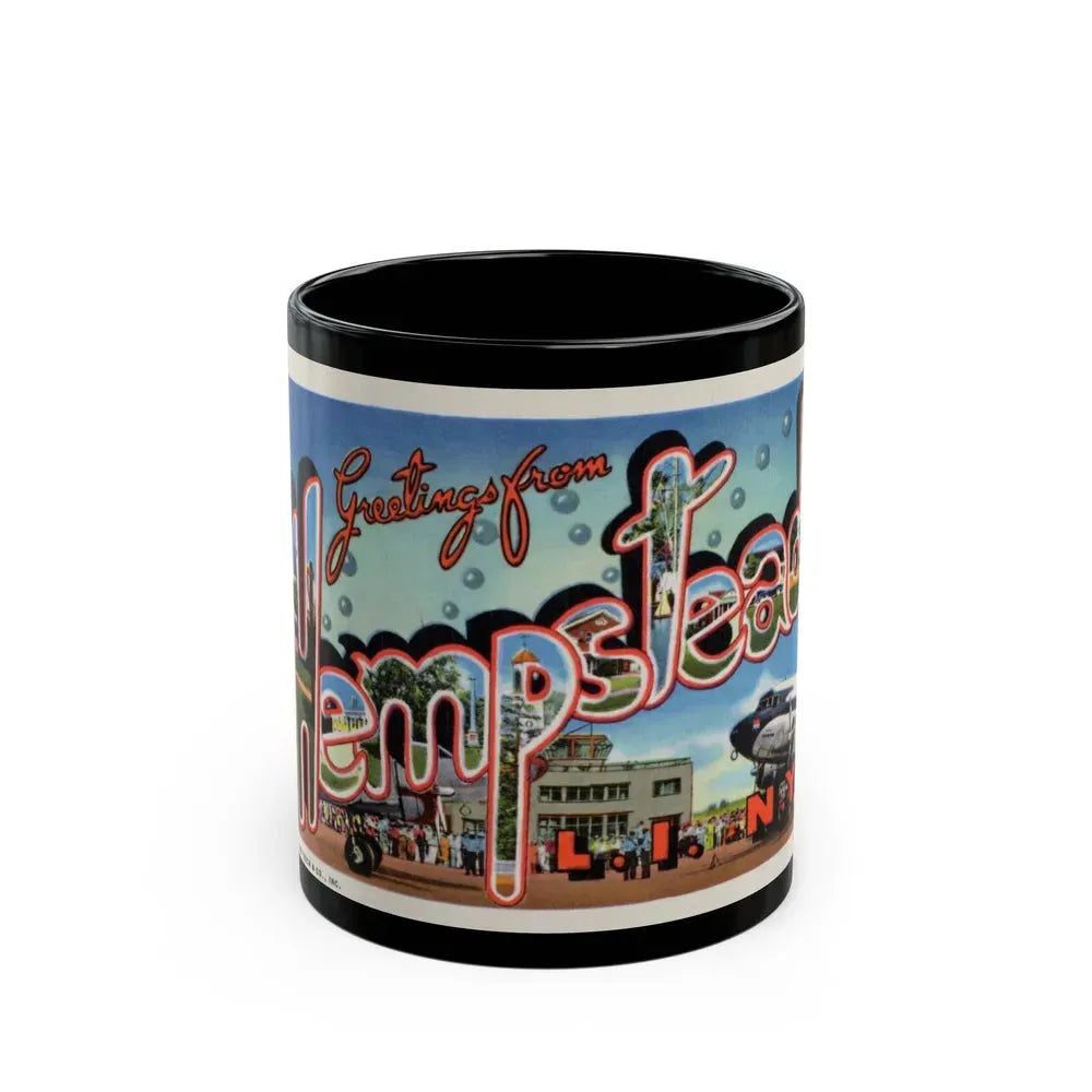 Greetings from Hempstead (Greeting Postcards) Black Coffee Mug 11oz - Go Mug Yourself