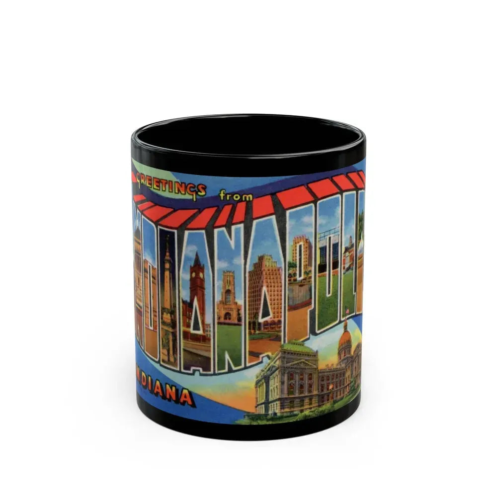 Greetings From Indianapolis (Greeting Postcards) Black Coffee Mug 11oz - Go Mug Yourself