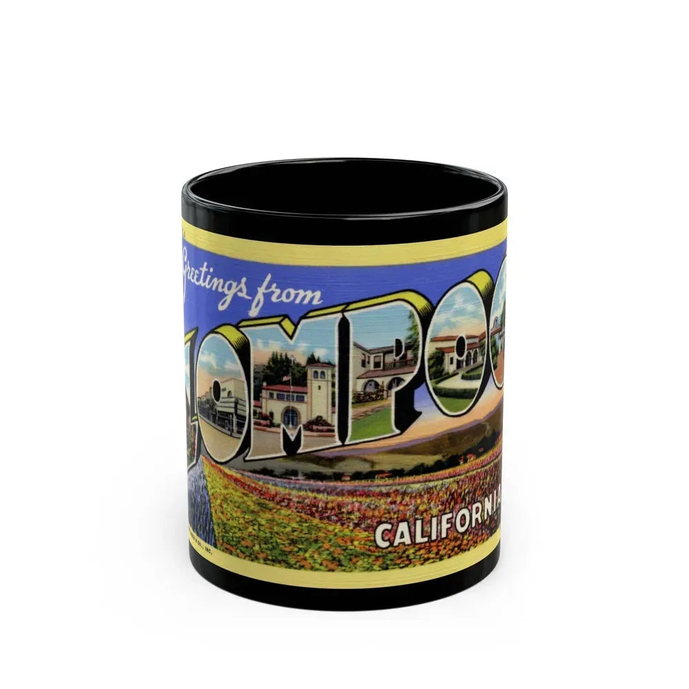 Greetings from Lompoc California (Greeting Postcards) Black Coffee Mug 11oz - Go Mug Yourself