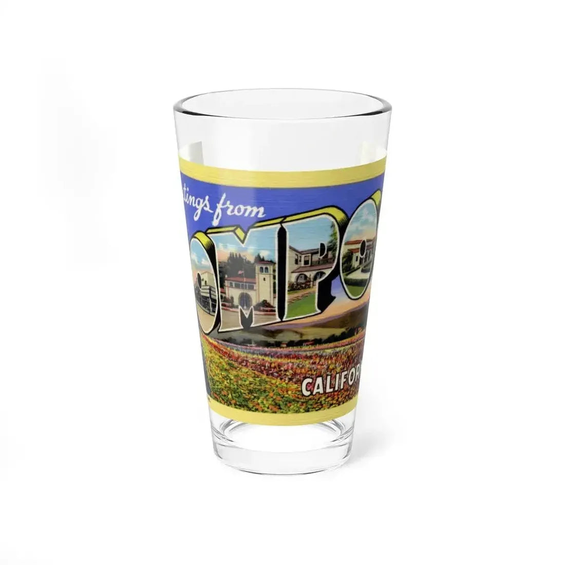 Greetings from Lompoc California (Greeting Postcards) Pint Glass 16oz 16oz - Go Mug Yourself