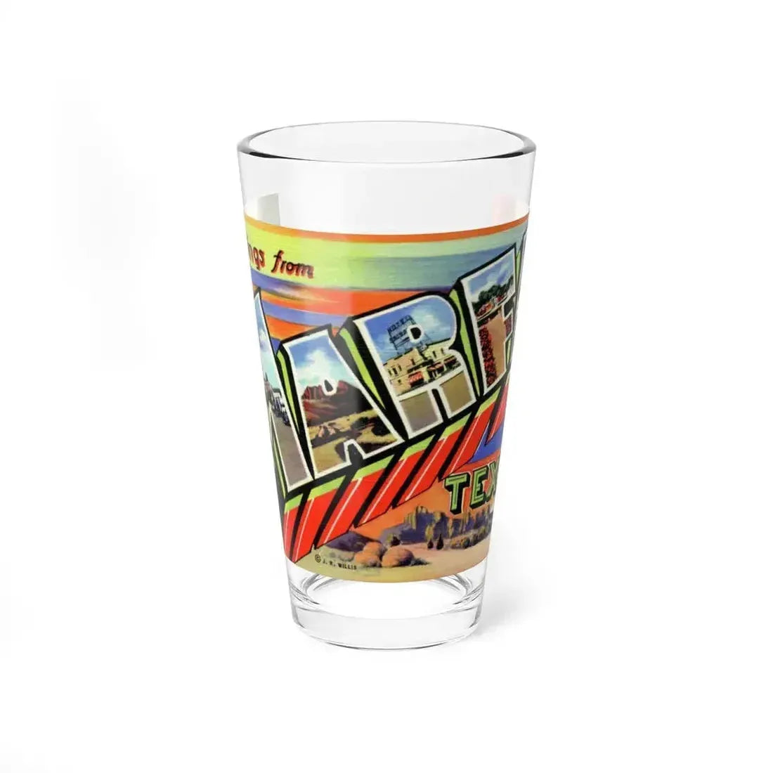 Greetings from Marfa Texas (Greeting Postcards) Pint Glass 16oz 16oz - Go Mug Yourself