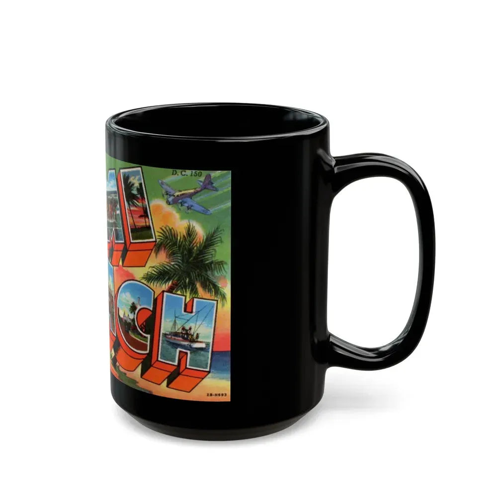 Greetings from Miami Beach Fla (Greeting Postcards) Black Coffee Mug - Go Mug Yourself