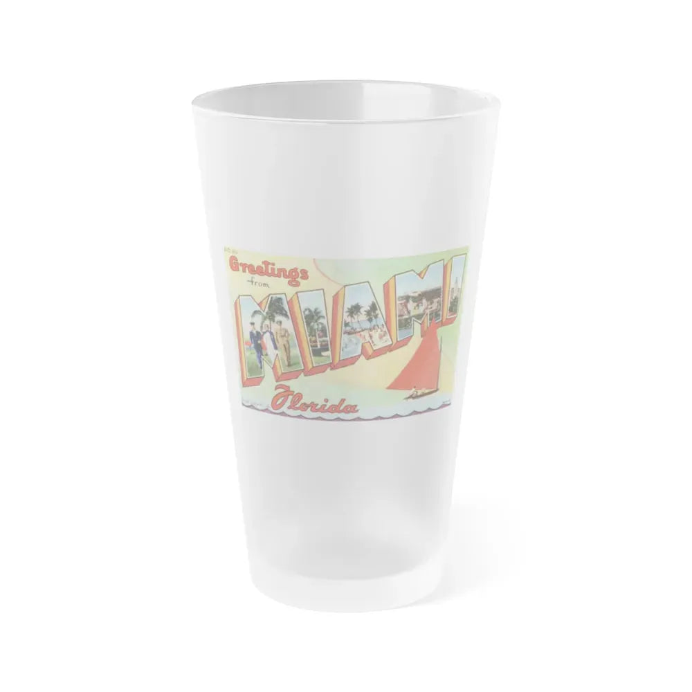 Greetings from Miami Florida (Greeting Postcards) Frosted Pint Glass 16oz 16oz Frosted - Go Mug Yourself