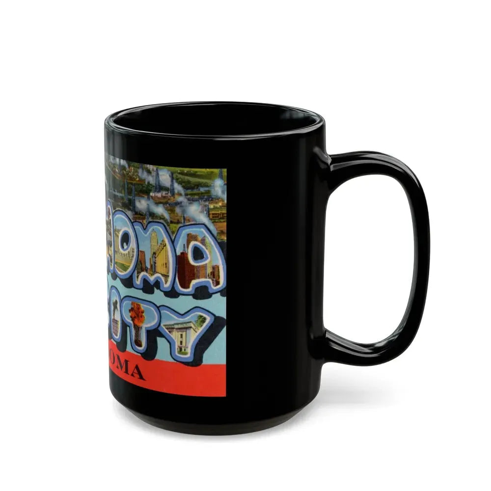Greetings from Oklahoma City Oklahoma (Greeting Postcards) Black Coffee Mug - Go Mug Yourself