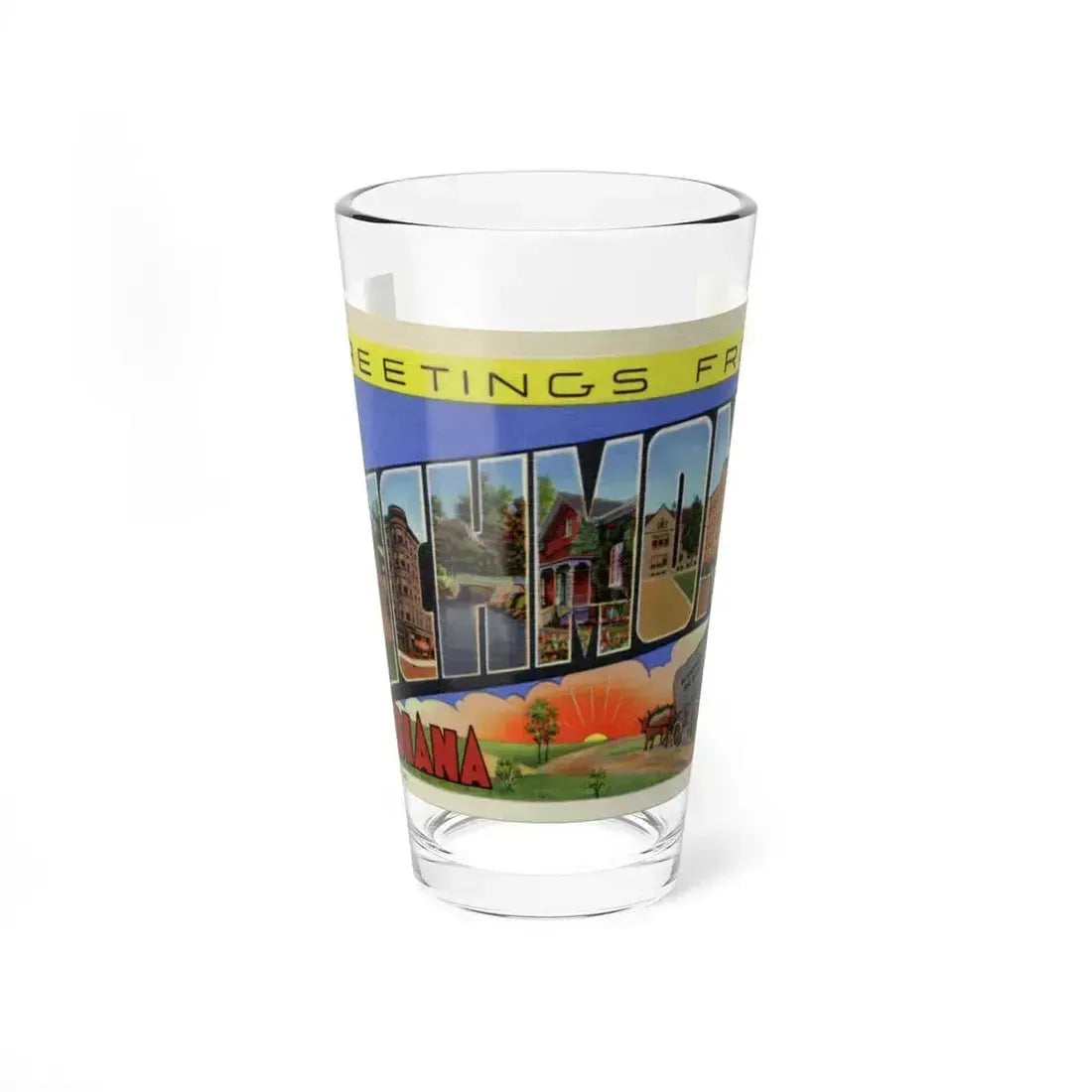 Greetings from Richmond Indiana (Greeting Postcards) Pint Glass 16oz 16oz - Go Mug Yourself