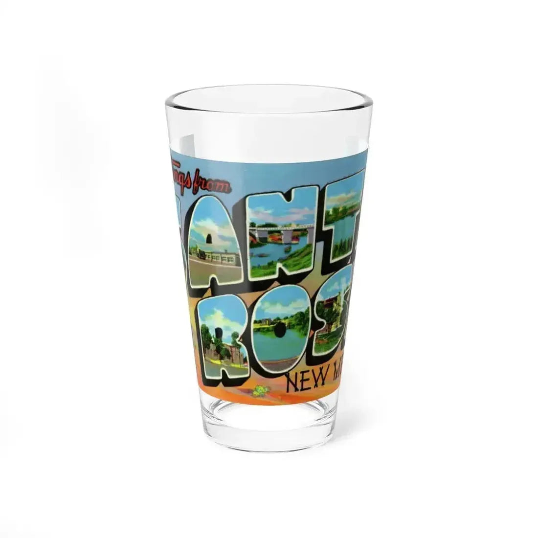 Greetings from Santa Rosa New Mexico (Greeting Postcards) Pint Glass 16oz 16oz - Go Mug Yourself