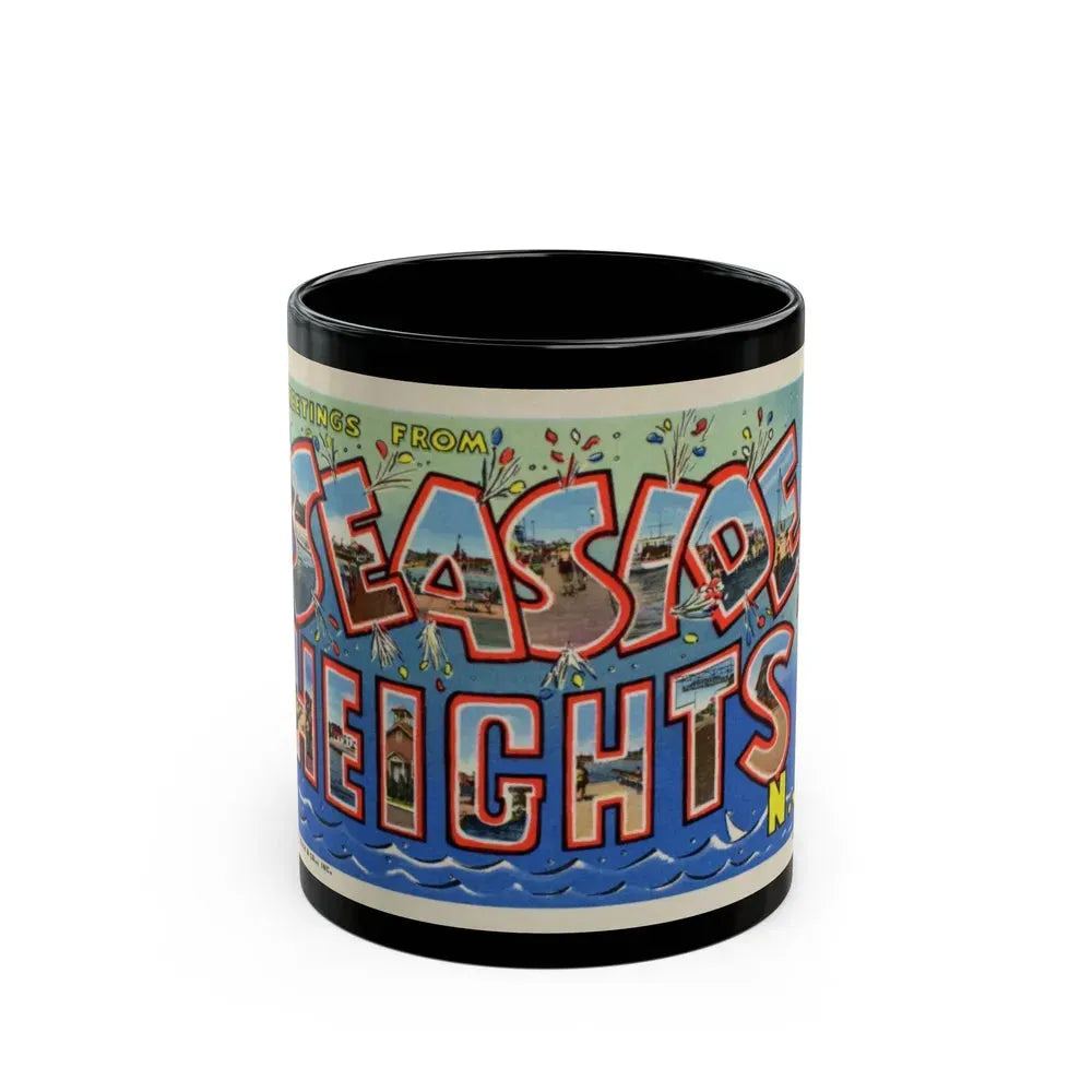 Greetings from Seaside Heights N J (Greeting Postcards) Black Coffee Mug 11oz - Go Mug Yourself