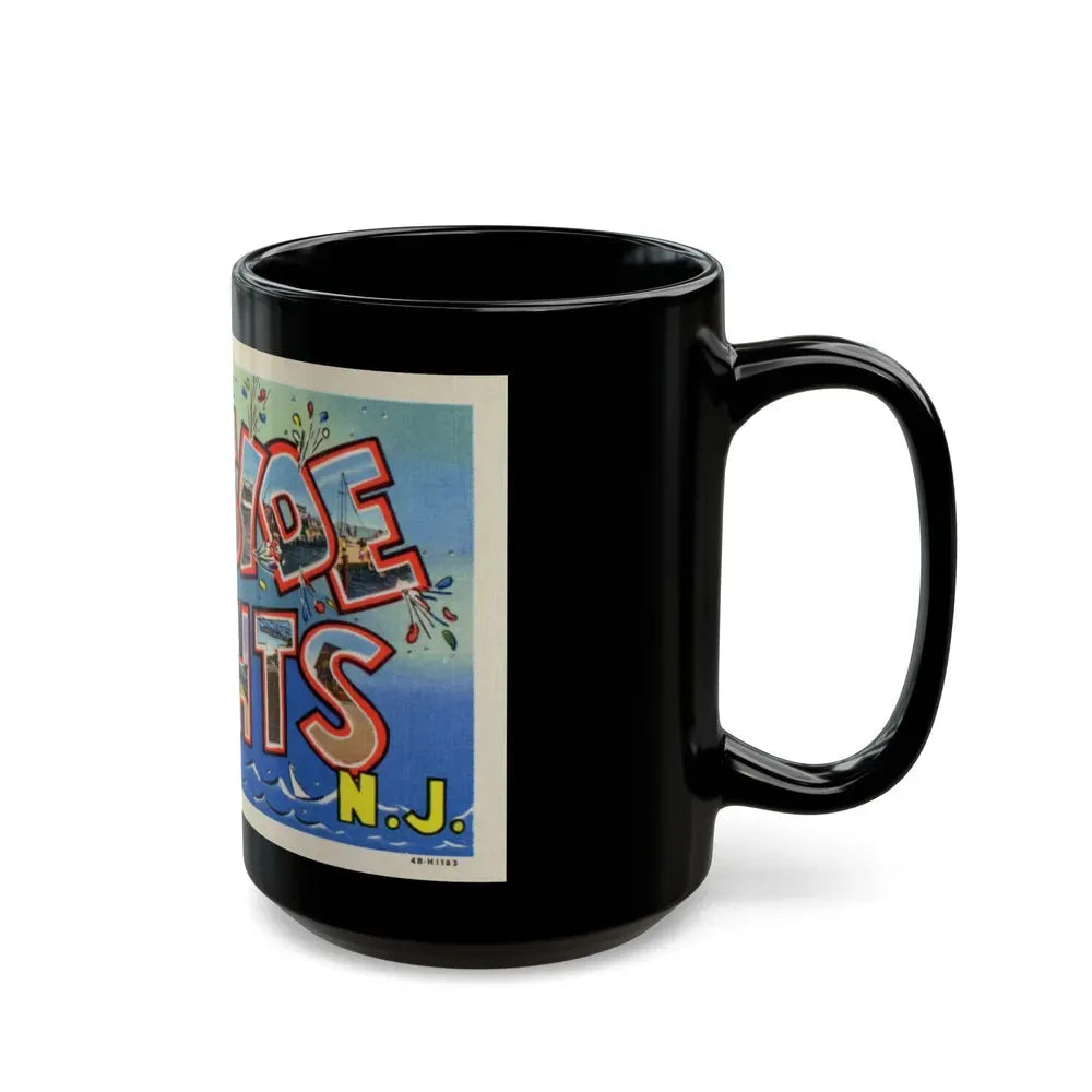 Greetings from Seaside Heights N J (Greeting Postcards) Black Coffee Mug - Go Mug Yourself