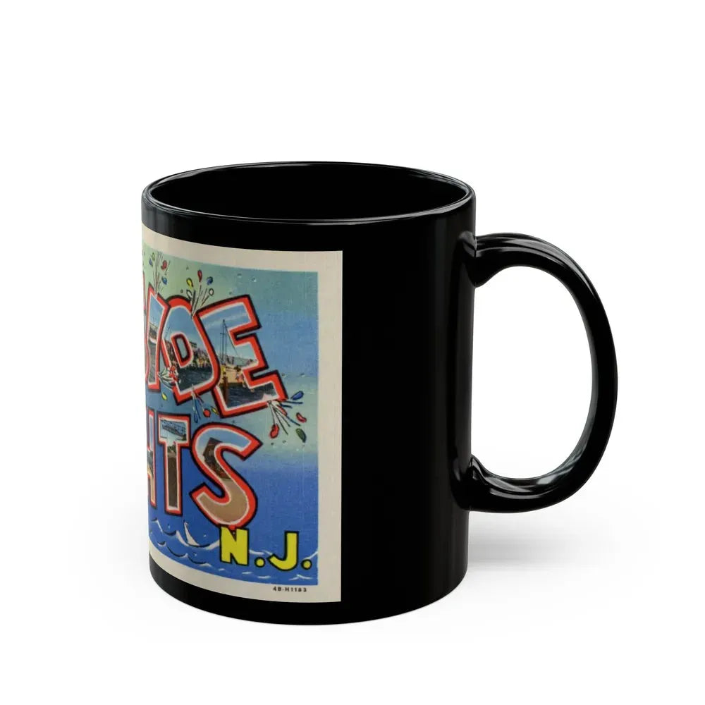 Greetings from Seaside Heights N J (Greeting Postcards) Black Coffee Mug - Go Mug Yourself