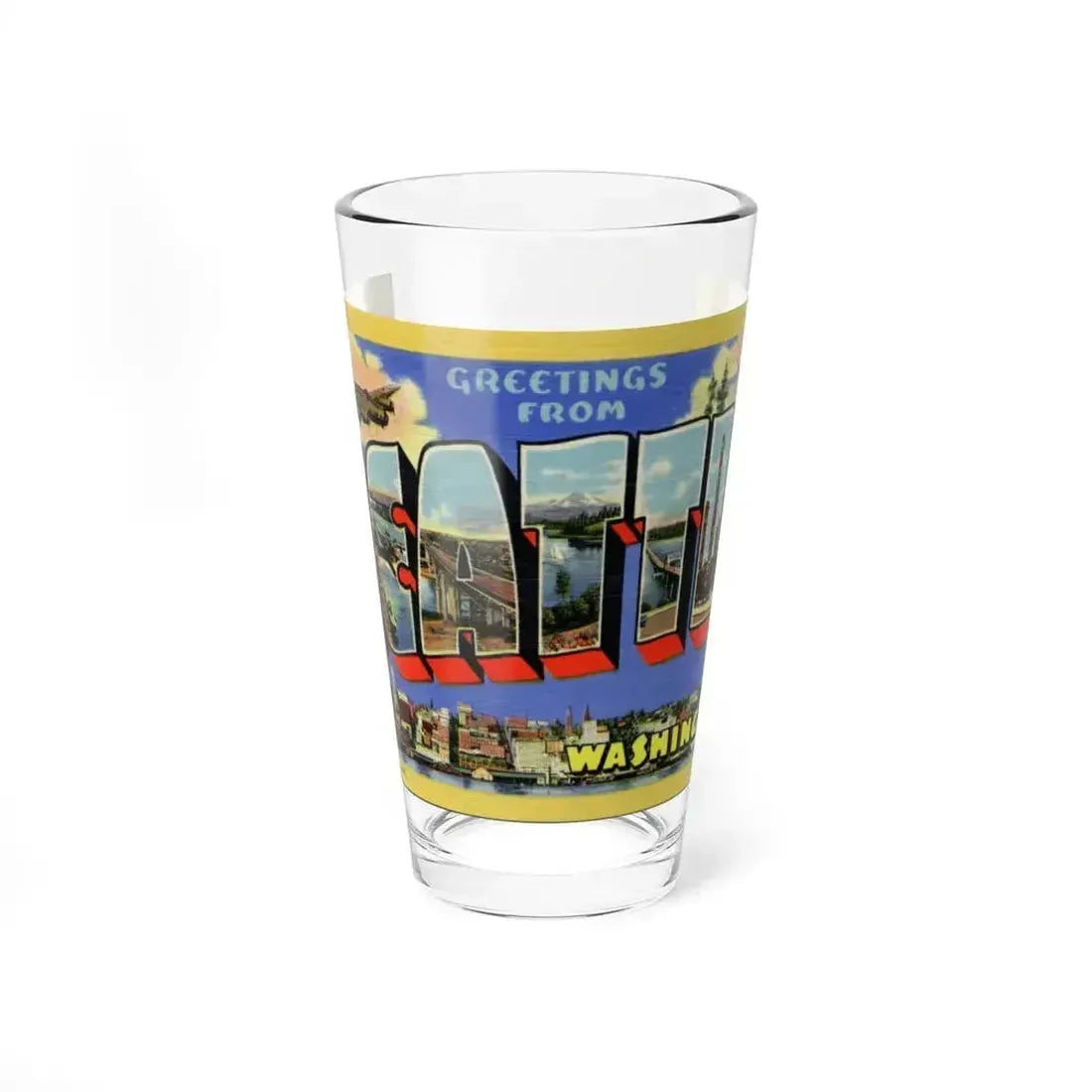 Greetings from Seattle Washington (Greeting Postcards) Pint Glass 16oz 16oz - Go Mug Yourself
