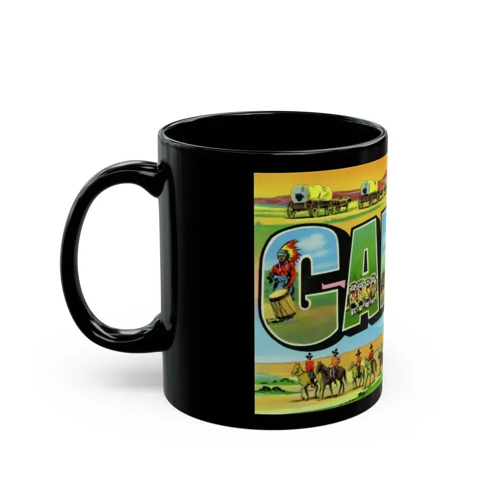 Greetings from the Indian capital Gallup New Mexico (Greeting Postcards) Black Coffee Mug - Go Mug Yourself
