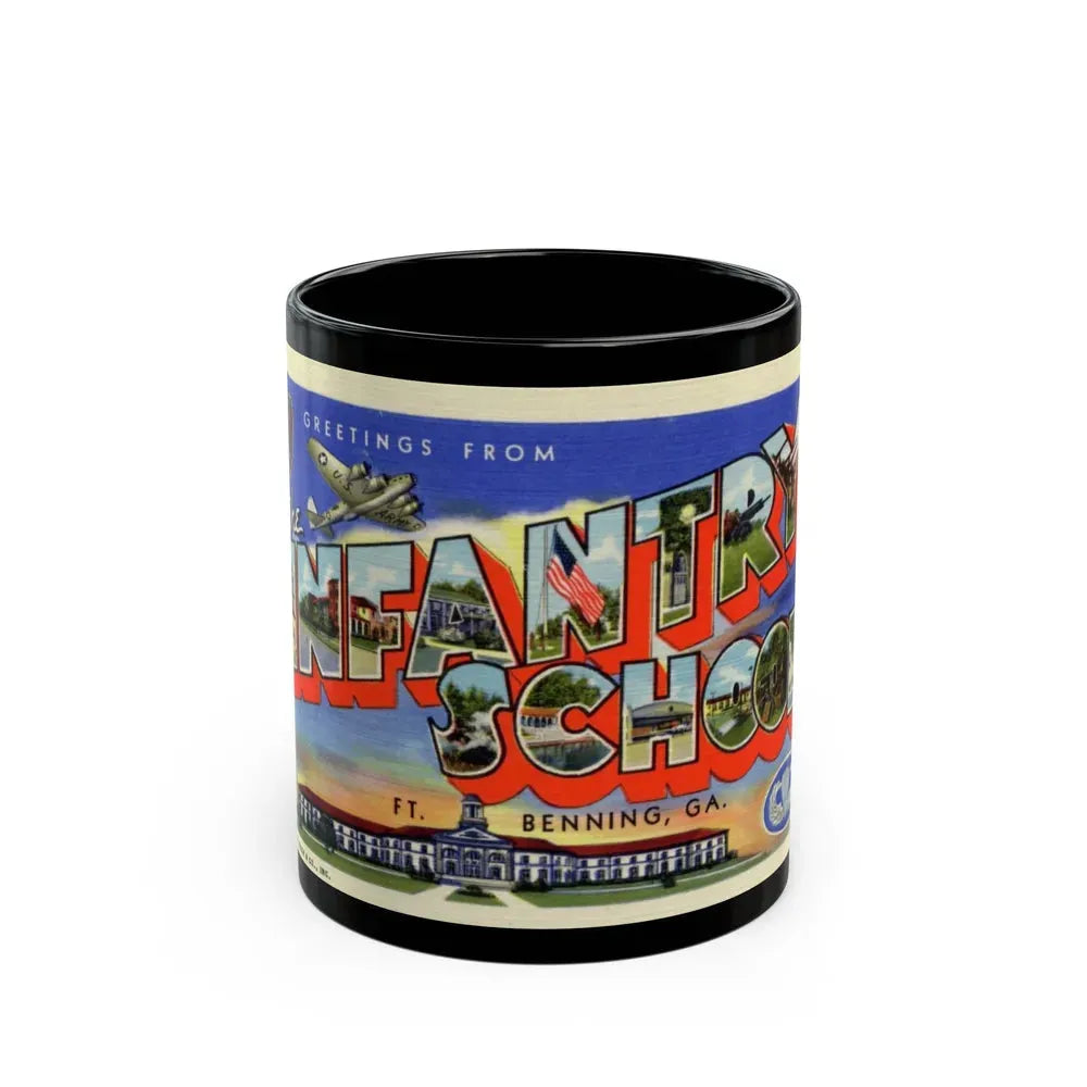 Greetings from the Infantry School Ft Benning GA (Greeting Postcards) Black Coffee Mug 11oz - Go Mug Yourself
