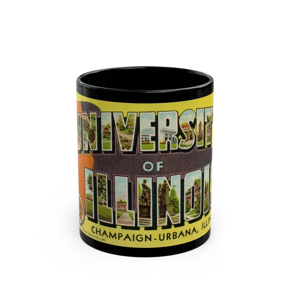 Greetings From The University of Illinois (Greeting Postcards) Black Coffee Mug 11oz - Go Mug Yourself