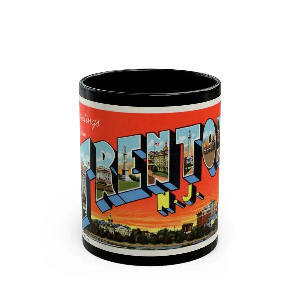 Greetings from Trenton N J (Greeting Postcards) Black Coffee Mug 11oz - Go Mug Yourself