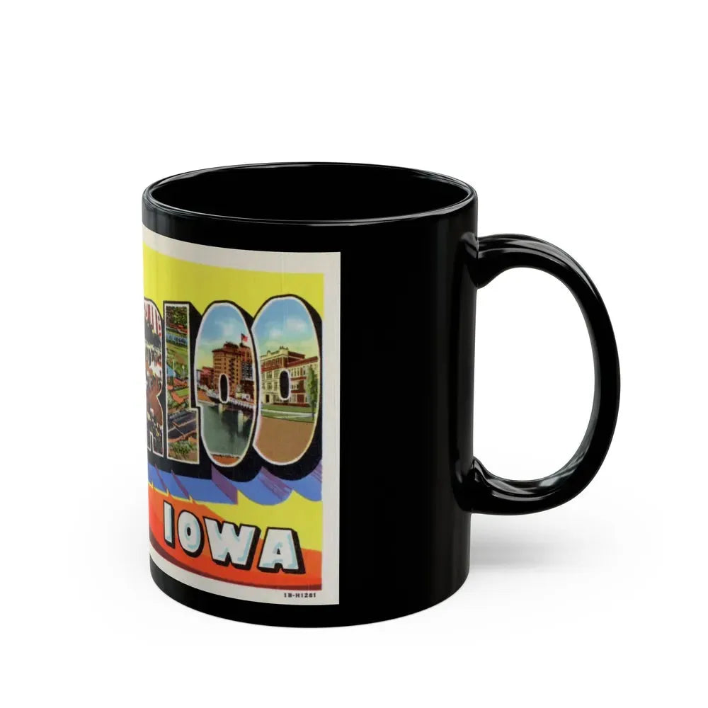 Greetings from Waterloo Iowa (Greeting Postcards) Black Coffee Mug - Go Mug Yourself