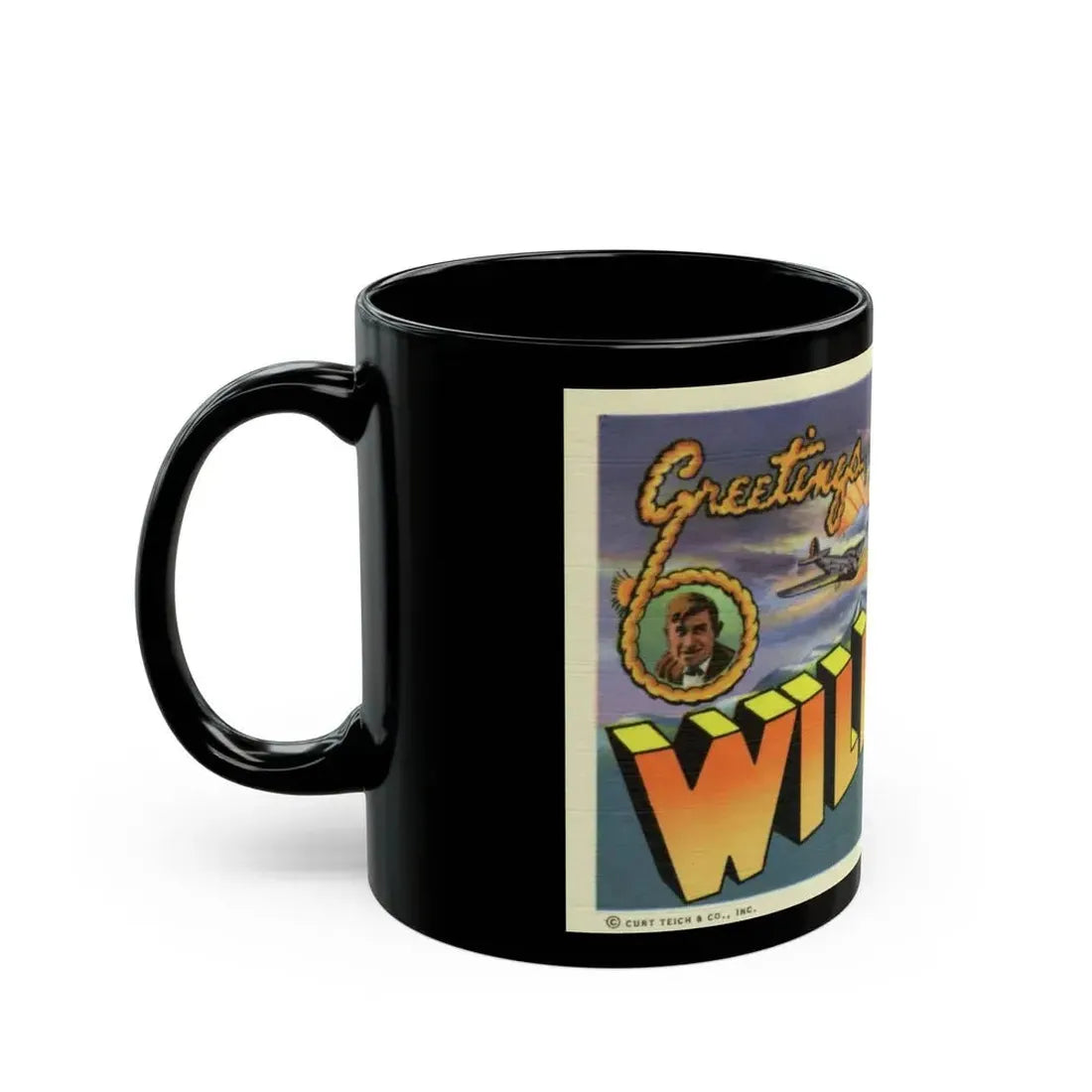 Greetings from Will Rogers Field Oklahoma (Greeting Postcards) Black Coffee Mug - Go Mug Yourself