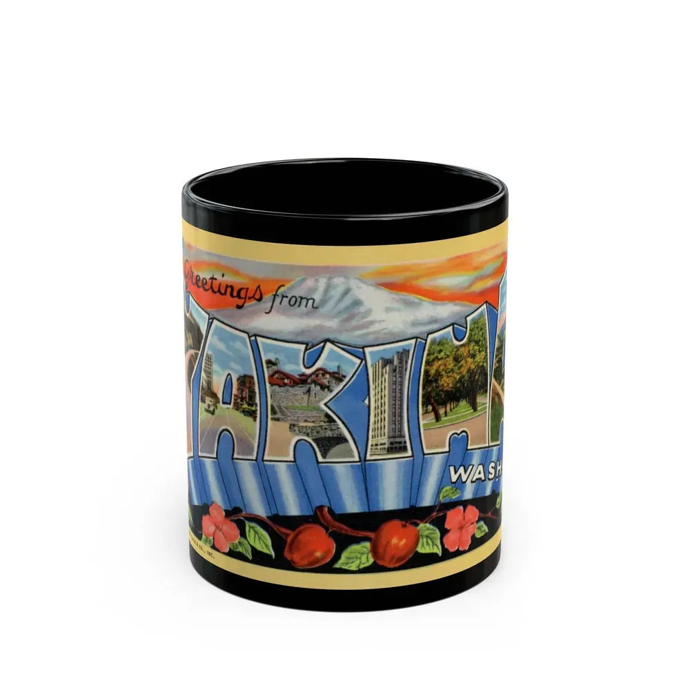 Greetings from Yakima Wash (Greeting Postcards) Black Coffee Mug 11oz - Go Mug Yourself
