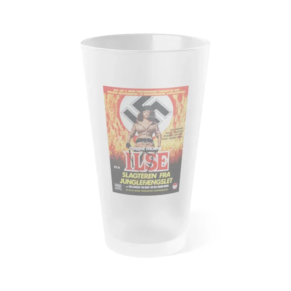 GRETA THE MAD BUTCHER (ILSA THE WICKED WARDEN) DANISH 1977 Movie Poster - Frosted Pint Glass 16oz Default Title - Go Mug Yourself