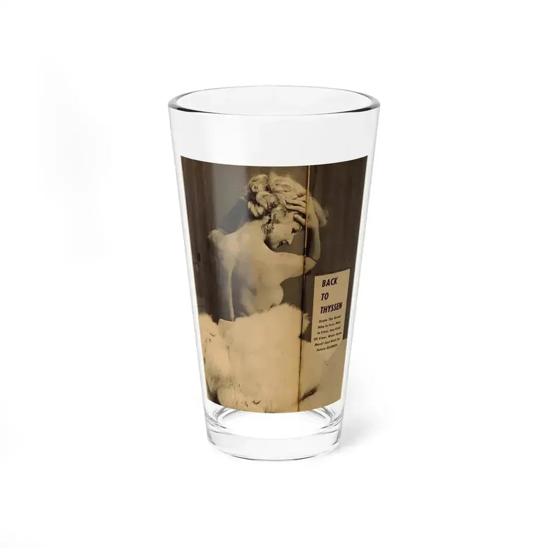 Greta Thyssen #149 - 1 Page, 1 Square Middle Centerfold B&W Photo & Caption from Glance April '59 (Vintage Female Icon) Pint Glass 16oz 16oz - Go Mug Yourself