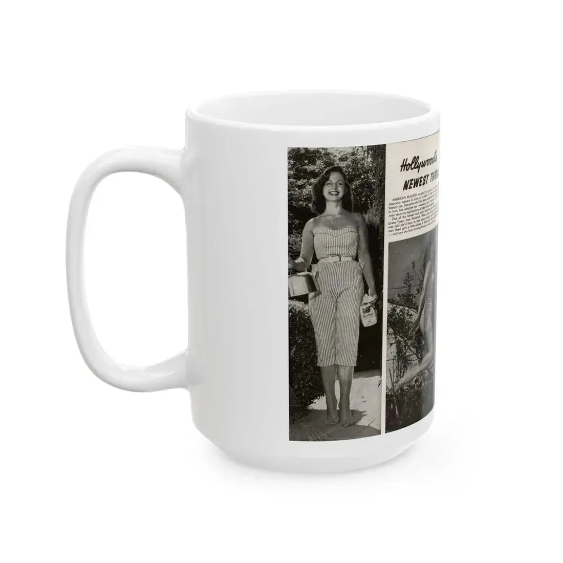 Greta Thyssen #16 - American Beauties Mag. '53 - 2 Pages with, 5 B&W Photos (Vintage Female Icon) White Coffee Mug - Go Mug Yourself