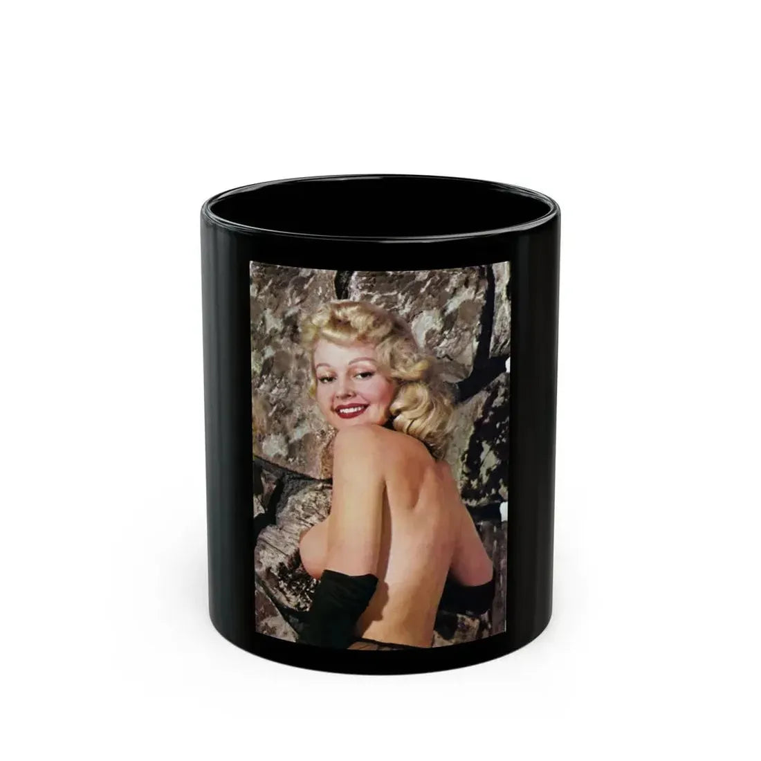 Greta Thyssen #27 - Topless (Vintage Female Icon) Black Coffee Mug 11oz - Go Mug Yourself