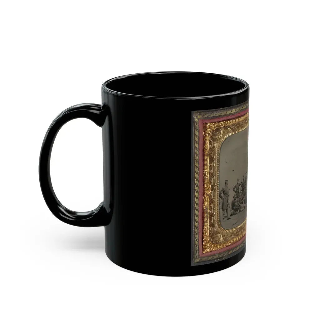 Group Of 26 Unidentified Soldiers In Union Uniforms With Stacked Bayoneted Muskets In Front Of Tree (U.S. Civil War) Black Coffee Mug - Go Mug Yourself