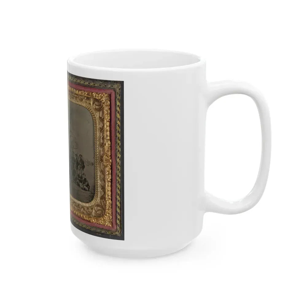 Group Of 26 Unidentified Soldiers In Union Uniforms With Stacked Bayoneted Muskets In Front Of Tree (U.S. Civil War) White Coffee Mug - Go Mug Yourself