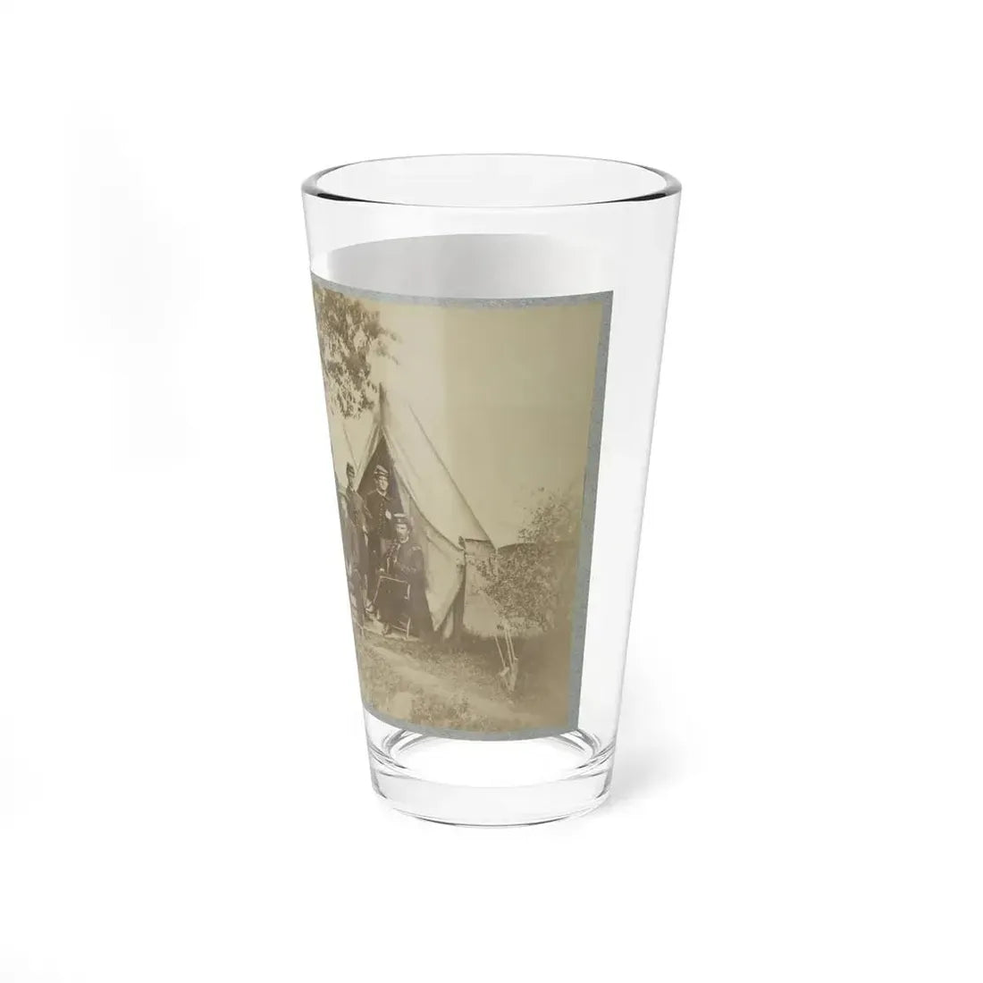 Group Of Five Officers Outside A Tent With A Man Sitting On A Horse In The Background (U.S. Civil War) Pint Glass 16oz - Go Mug Yourself
