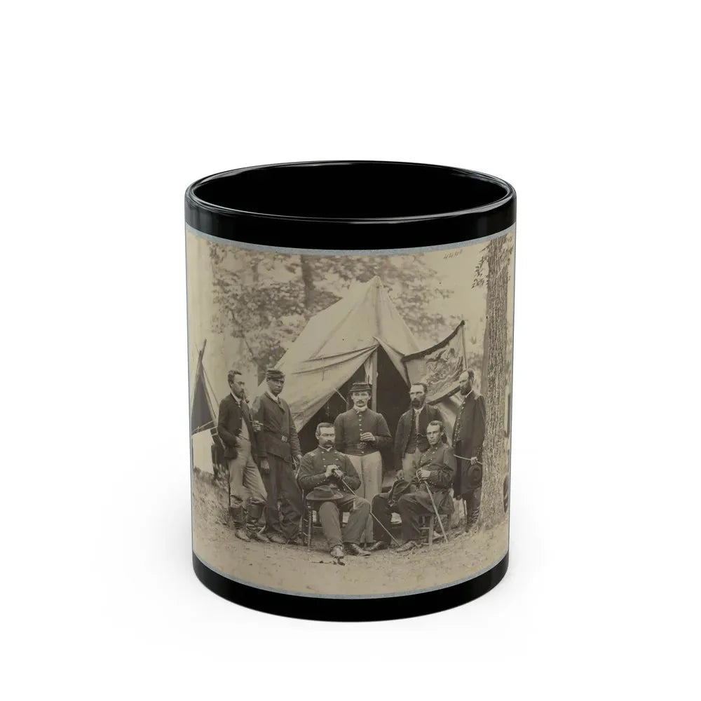 Group Of Officers In Front Of Tents (U.S. Civil War) Black Coffee Mug 11oz - Go Mug Yourself
