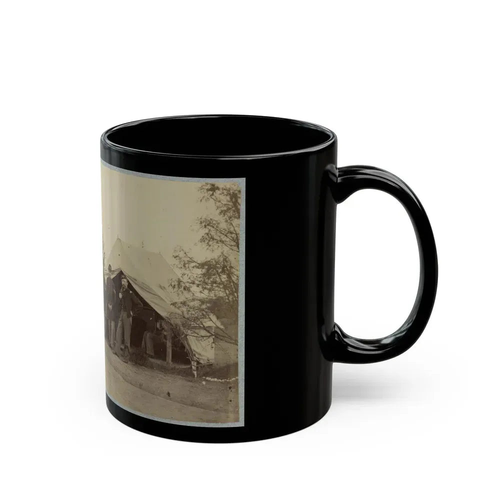 Group Of Officers Lined Up In Front Of The Tents (U.S. Civil War) Black Coffee Mug - Go Mug Yourself