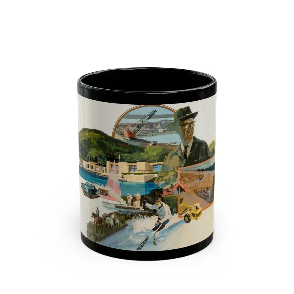 Group of Six Calendar illustrations (1), 1970-78 - Black Coffee Mug 11oz - Go Mug Yourself