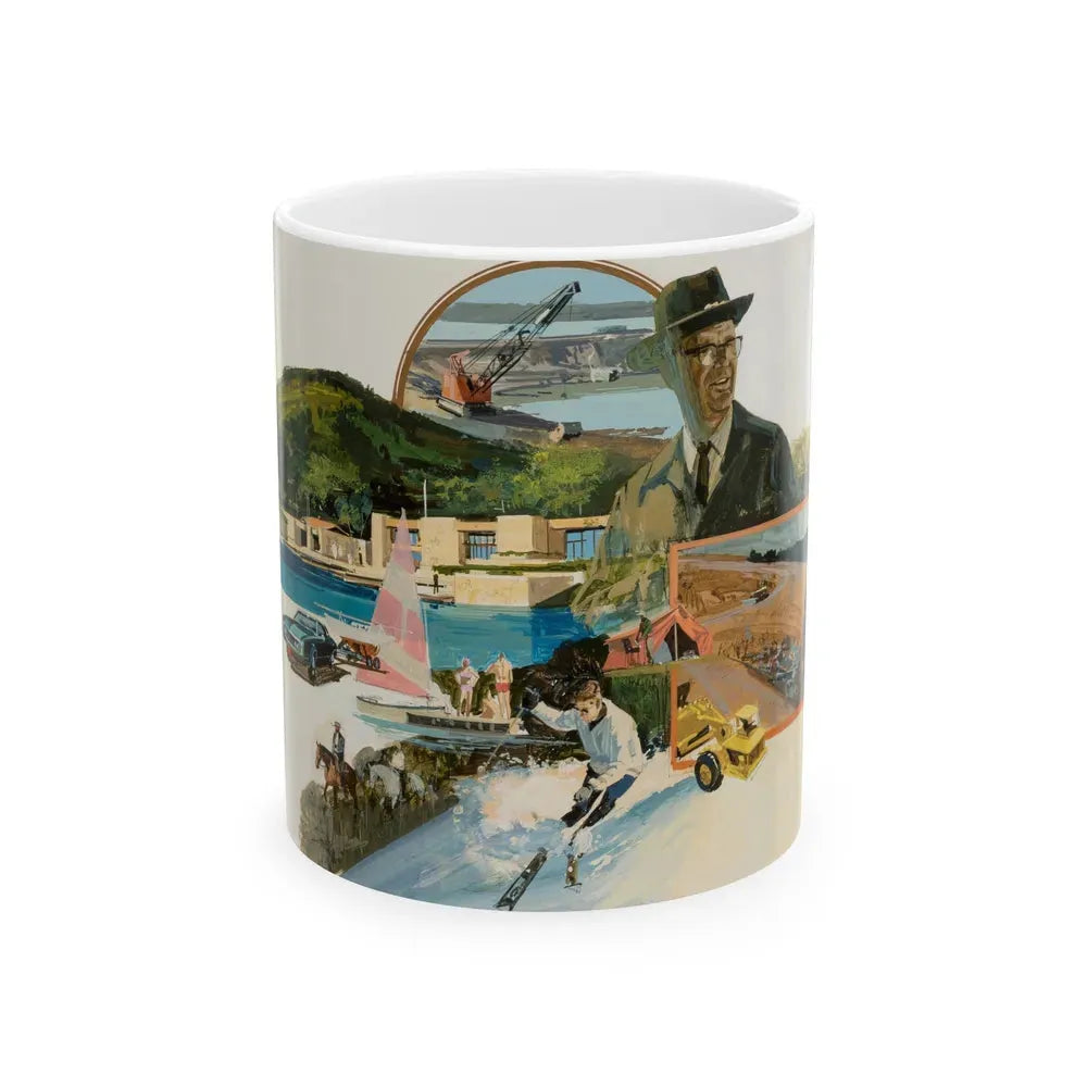 Group of Six Calendar illustrations (1), 1970-78 - White Coffee Mug 11oz - Go Mug Yourself