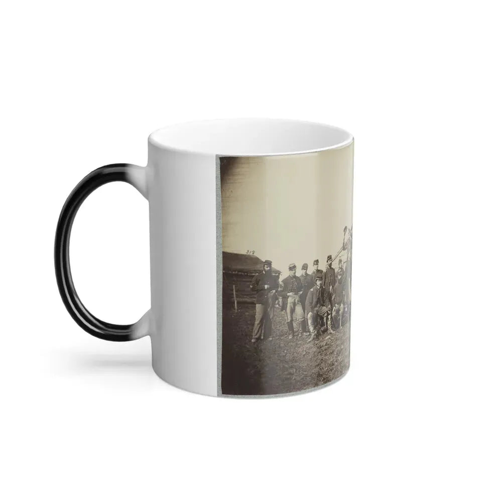 Group of Soldiers Gathered Outside a Cabin (U.S. Civil War) Color Changing Coffee Mug 11oz - Go Mug Yourself