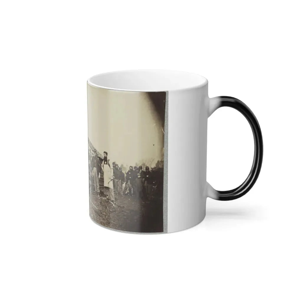 Group of Soldiers Gathered Outside a Cabin (U.S. Civil War) Color Changing Coffee Mug 11oz - Go Mug Yourself