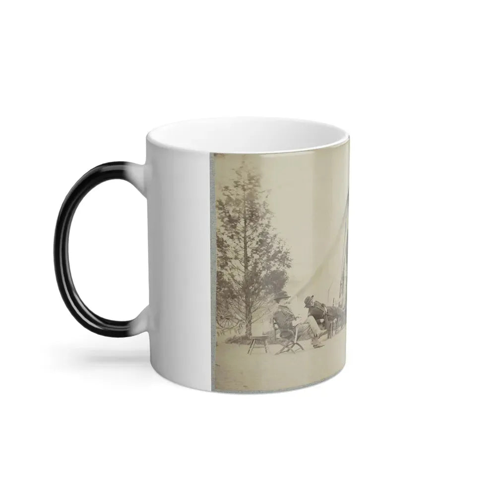 Group of Soldiers Relax in Front of a Tent (U.S. Civil War) Color Changing Coffee Mug 11oz - Go Mug Yourself