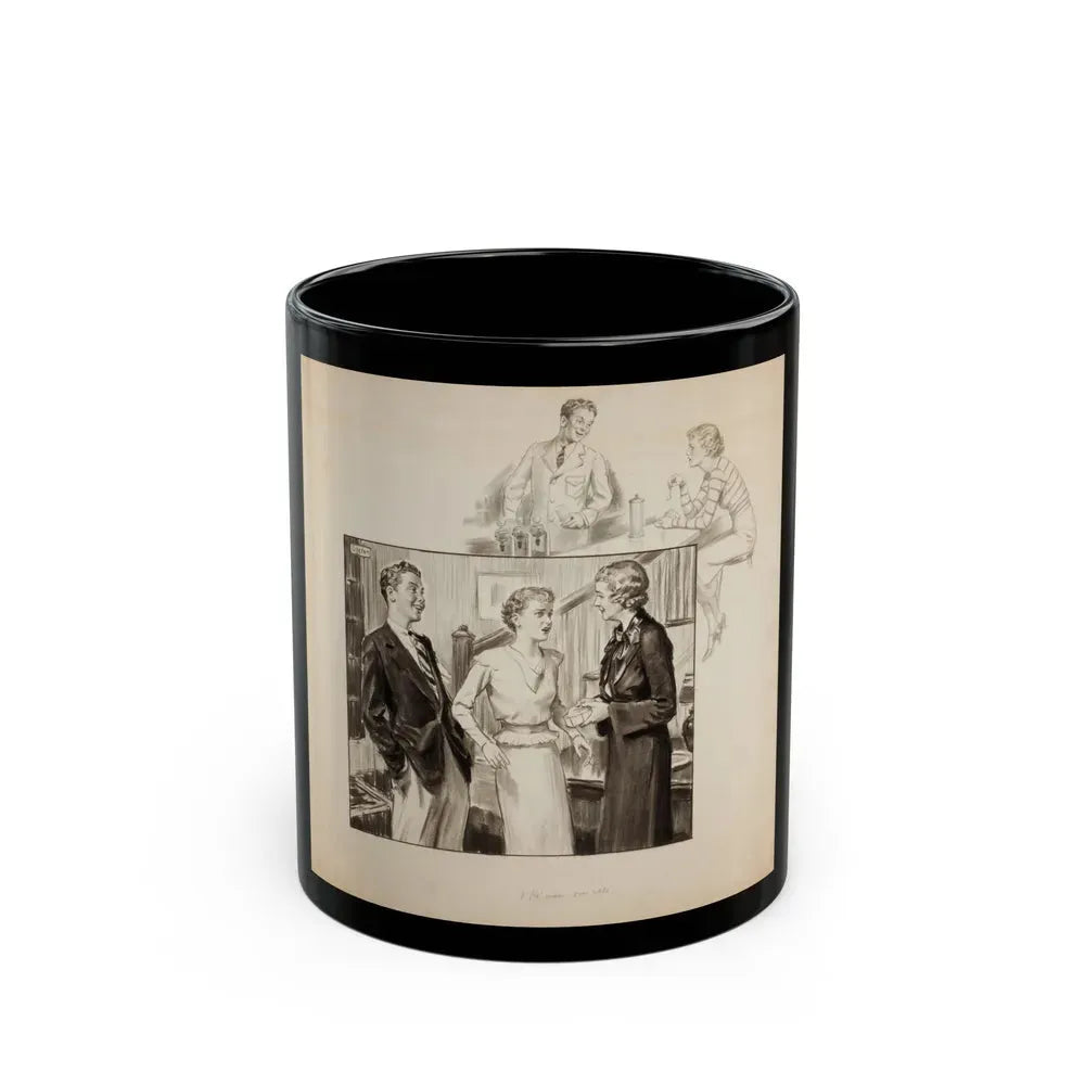 Group of three story illustrations (1) - Black Coffee Mug 11oz - Go Mug Yourself