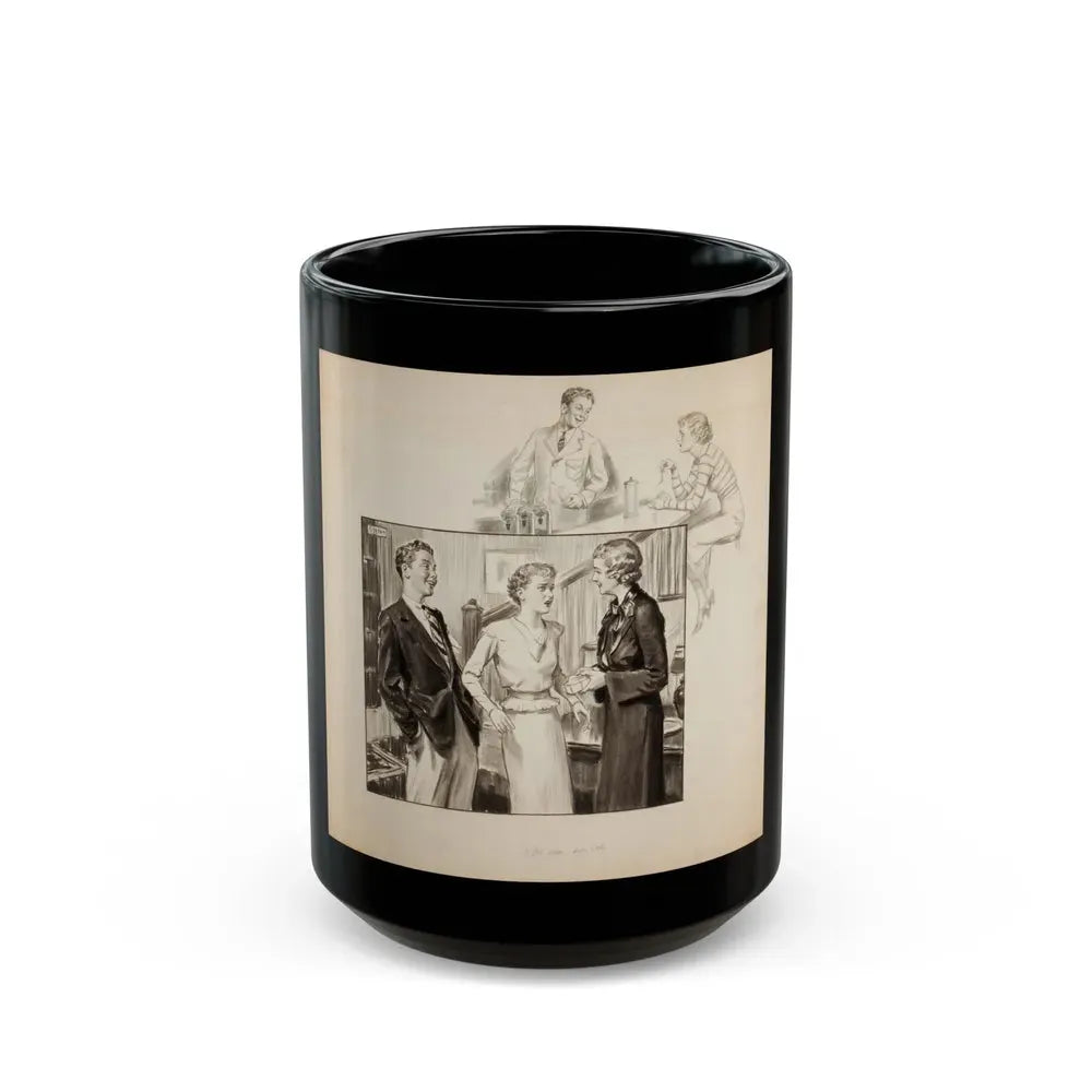 Group of three story illustrations (1) - Black Coffee Mug 15oz - Go Mug Yourself