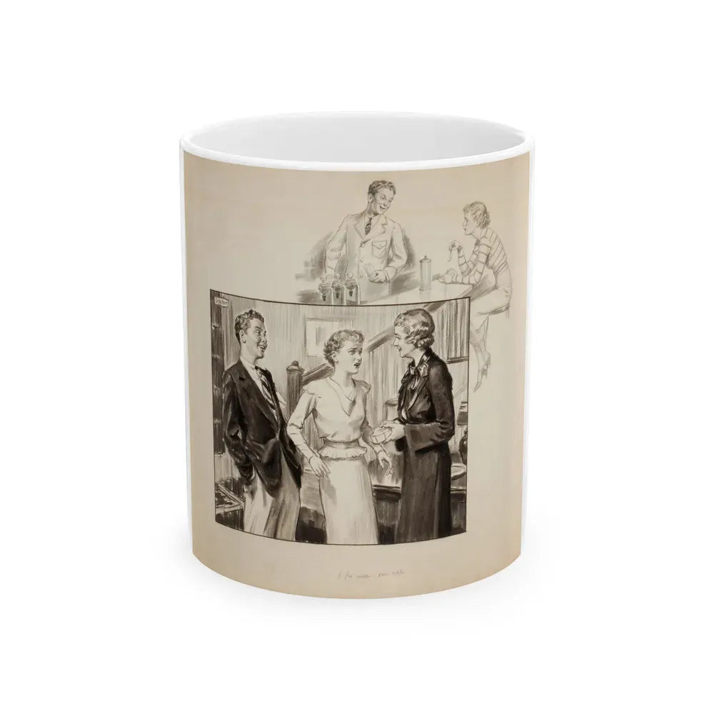 Group of three story illustrations (1) - White Coffee Mug 11oz - Go Mug Yourself