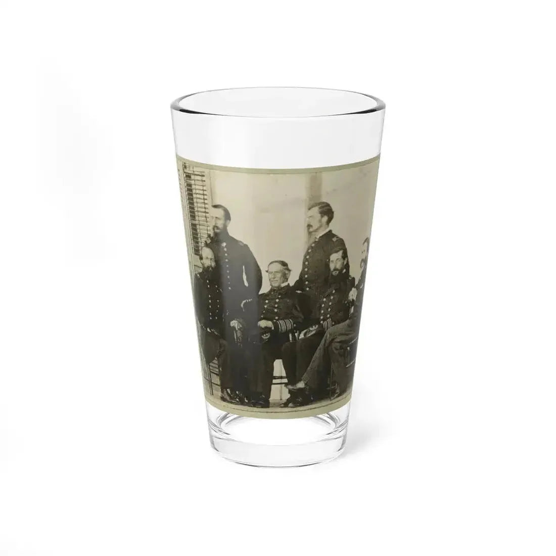 Group Portrait Of Officers With Admiral David G. Farragut Seated, Center (U.S. Civil War) Pint Glass 16oz 16oz - Go Mug Yourself
