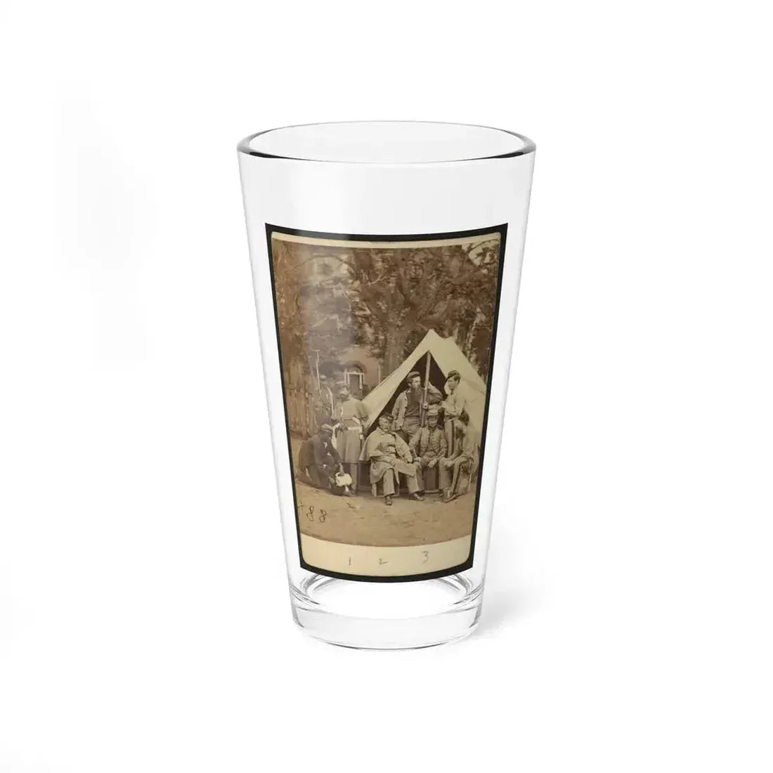 Group Portrait Of Soldiers In Front Of A Tent, Possibly At Camp Cameron, Washington, D.C. (U.S. Civil War) Pint Glass 16oz 16oz - Go Mug Yourself