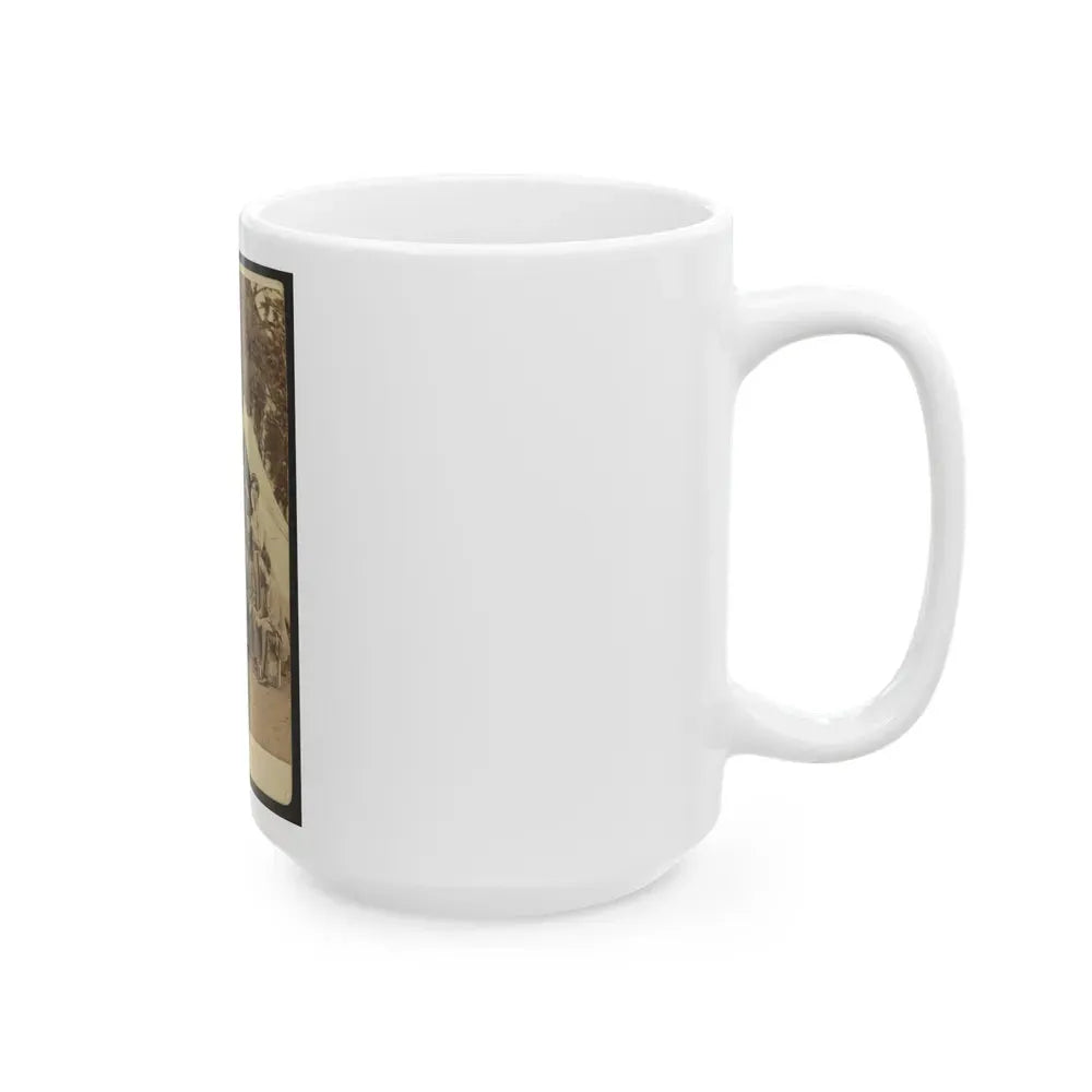 Group Portrait Of Soldiers In Front Of A Tent, Possibly At Camp Cameron, Washington, D.C. (U.S. Civil War) White Coffee Mug - Go Mug Yourself