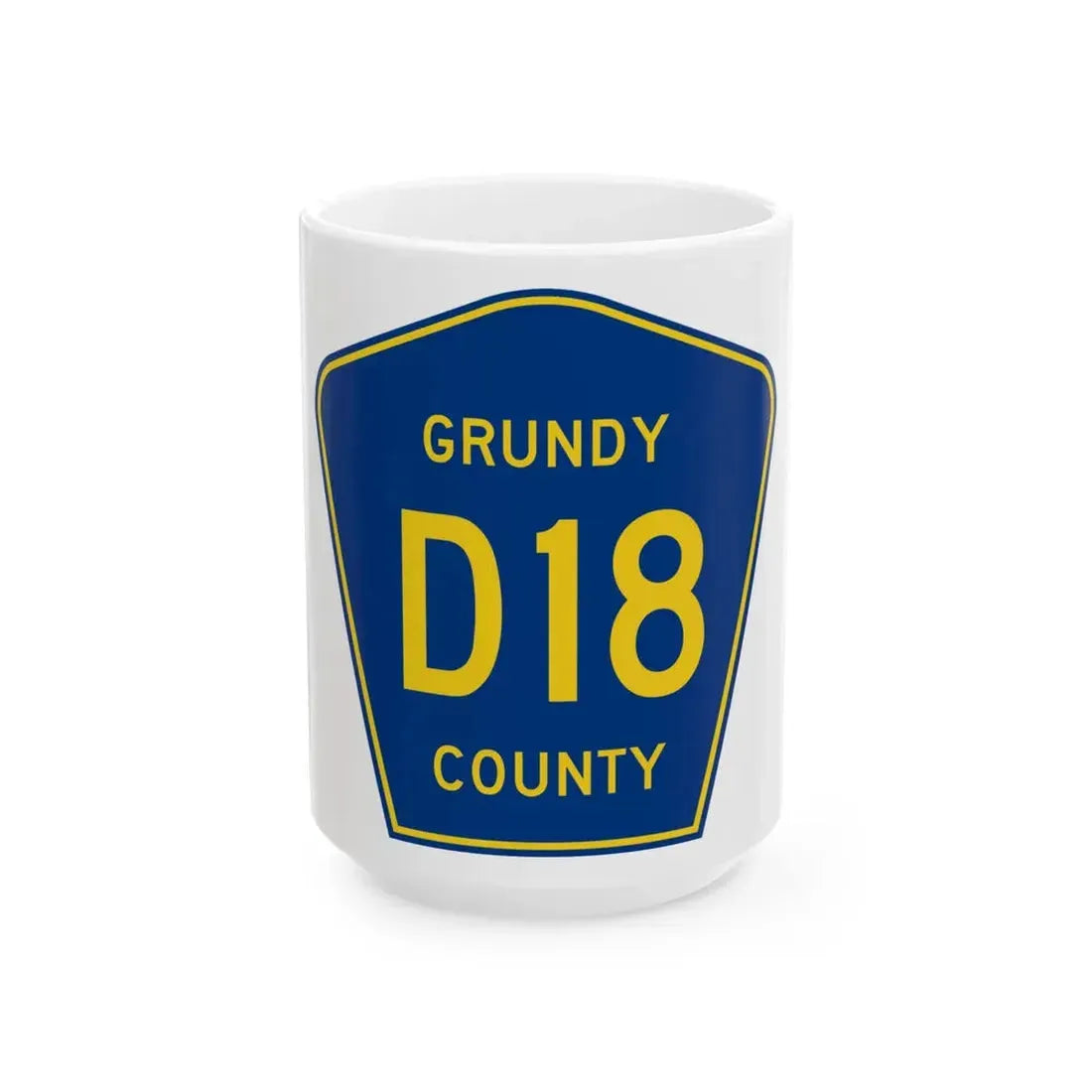 Grundy County Route D18 IA (Iowa) (Road Sign) White Coffee Mug 15oz - Go Mug Yourself