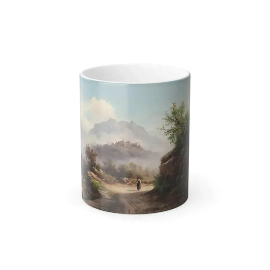 Guido Agostini (1883-%3f) A girl on the road to San Marcello Pistoiese, Italy - Oil on Canvas - Color Changing Mug 11oz 11oz - Go Mug Yourself