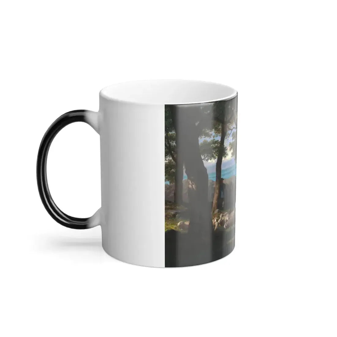 Guillaume Wintz (1823-1899) Shepherd and Flock in Landscape - Oil on Canvas 1872 - Color Changing Mug 11oz - Go Mug Yourself