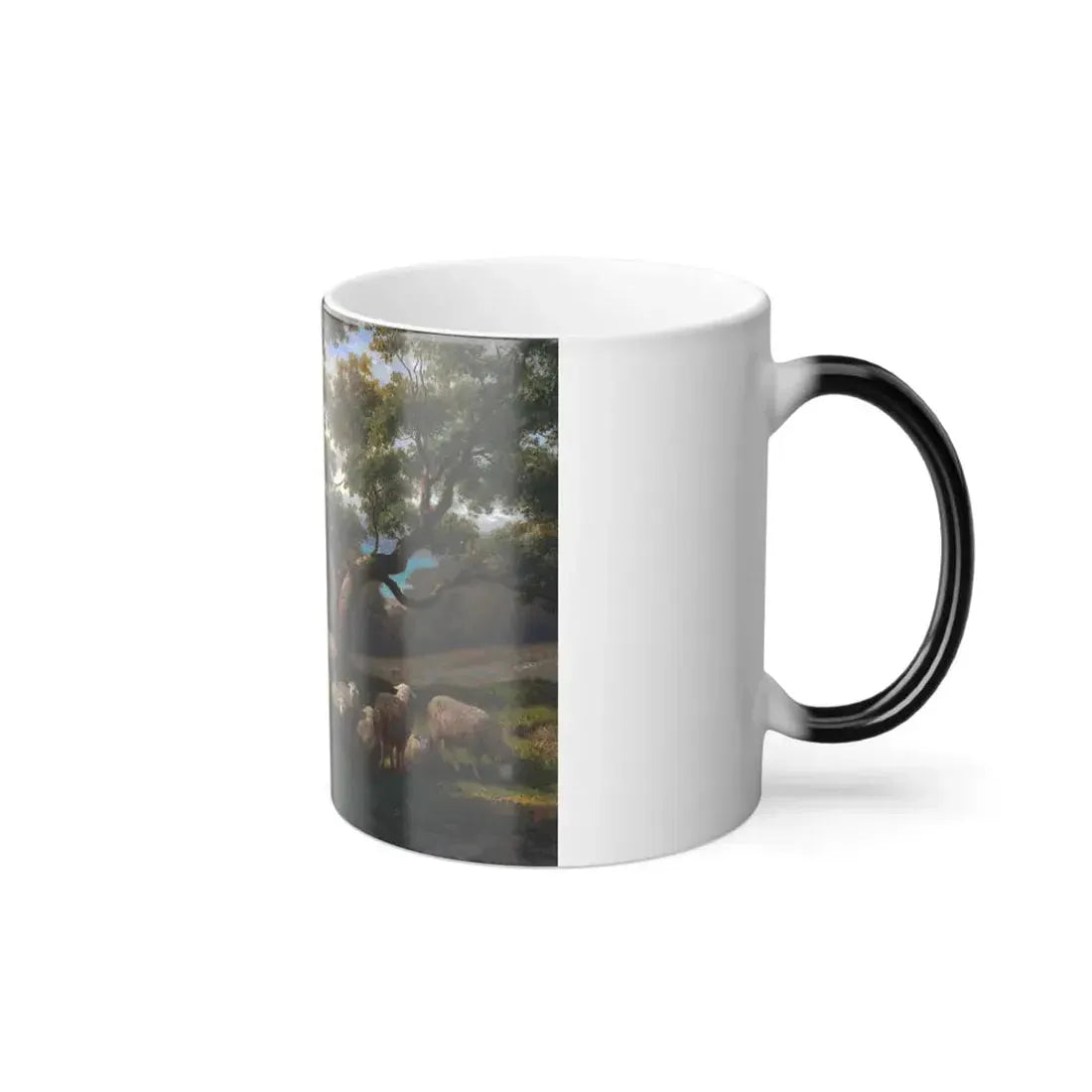 Guillaume Wintz (1823-1899) Shepherd and Flock in Landscape - Oil on Canvas 1872 - Color Changing Mug 11oz - Go Mug Yourself