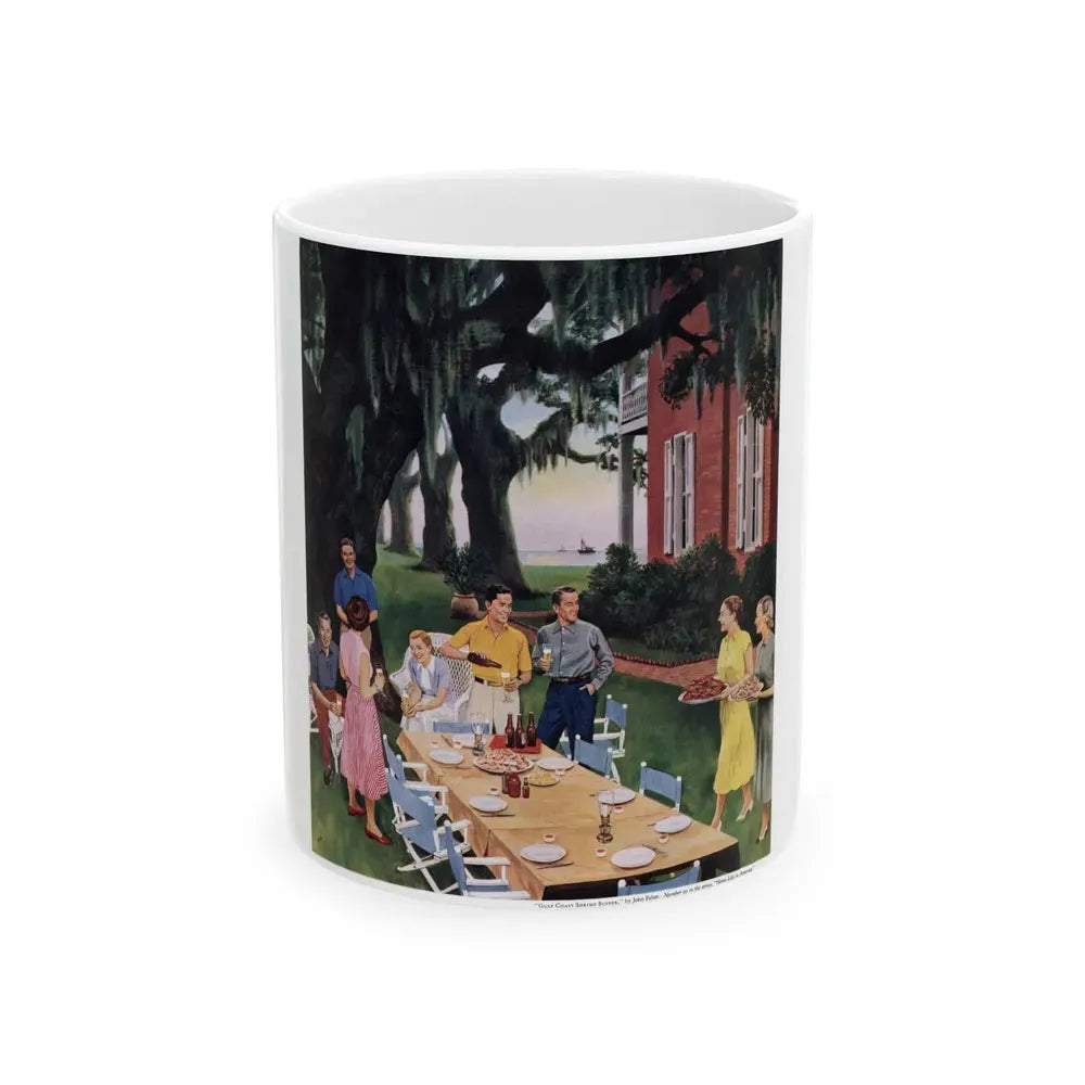 Gulf Coast Shrimp Supper, Collier's, March 19, 1954 - White Coffee Mug 11oz - Go Mug Yourself